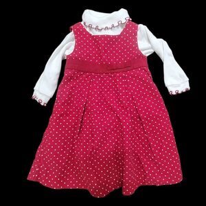 Red corduroy polka-dot dress